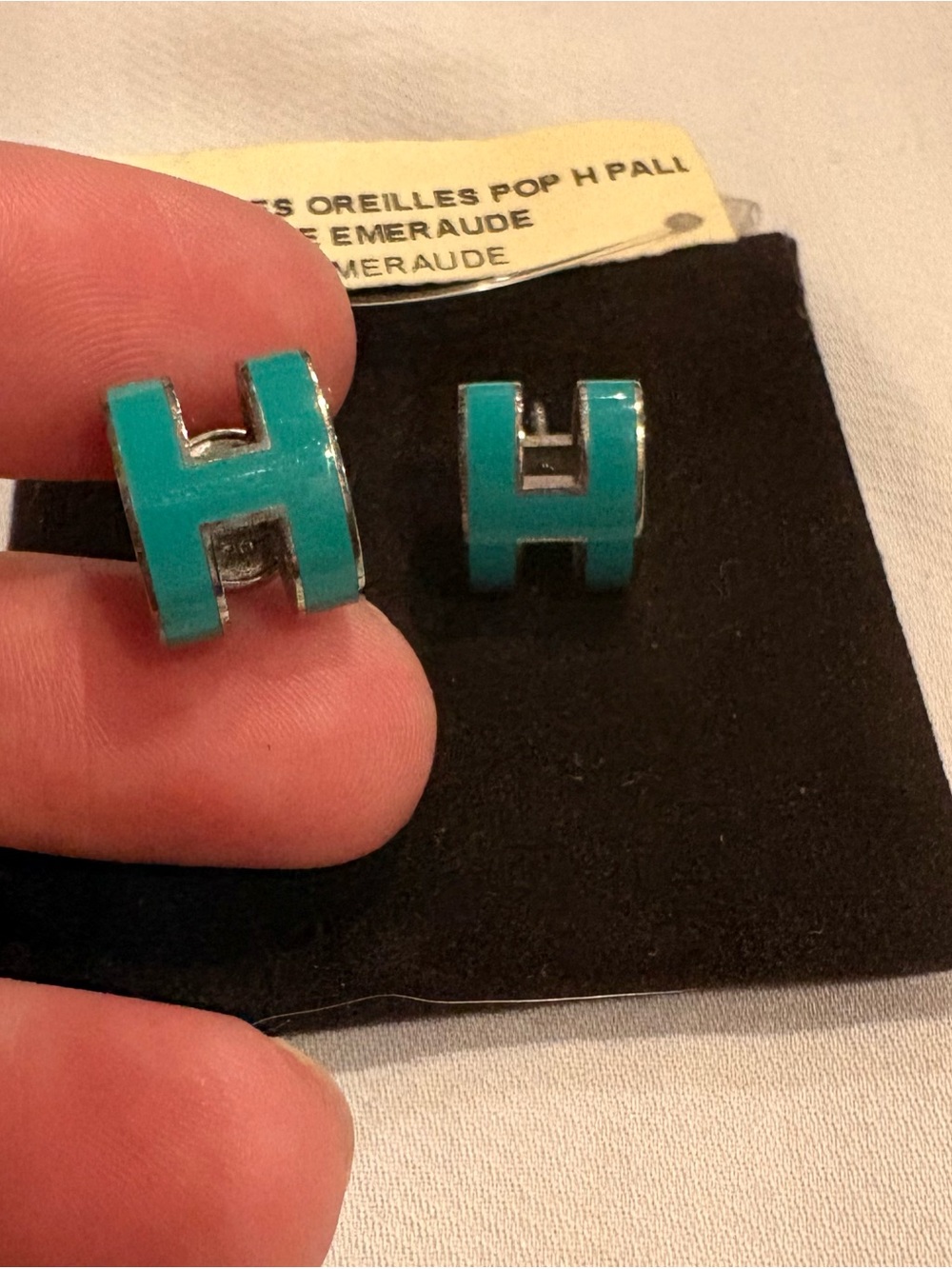Hermes ‘Pop H’ Earrings in Emerald Green